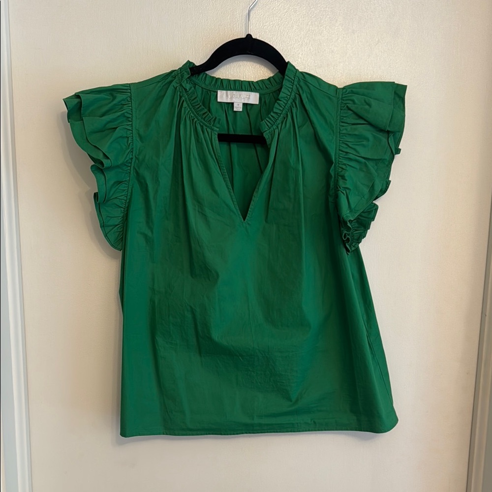 Sugarlips Emerald Ruffle Sleeve Blouse
